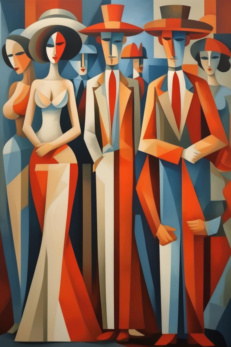 00509-712613980-_lora_Jean Metzinger Style_1_Jean Metzinger Style - men and women full bodys in traditional clothing cubism poster style.png